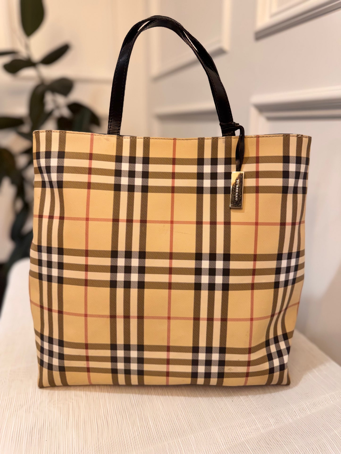 Burberry Large House Check Coated Canvas Tote Bag