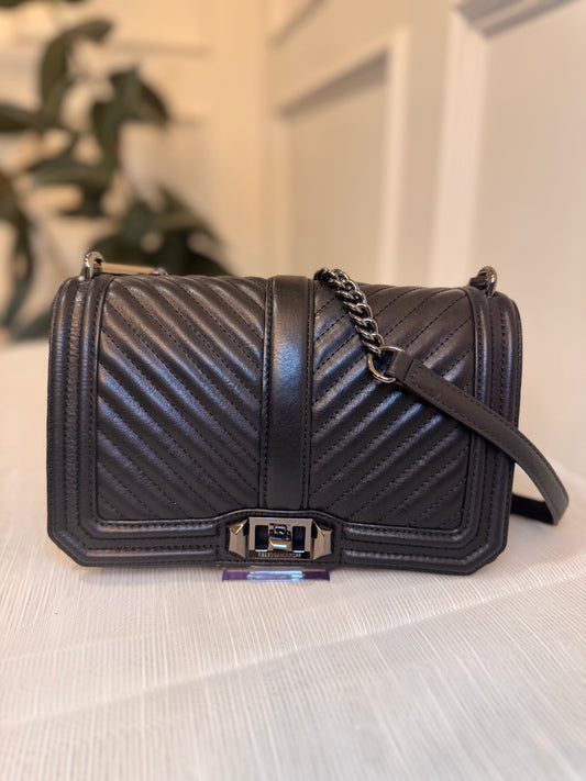 Rebecca Minkoff Black Quilted Leather Love Crossbody