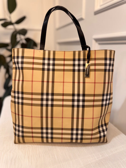Burberry Large House Check Coated Canvas Tote Bag